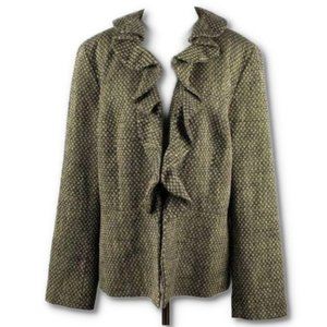 Jones New York Tan/black tweed Ruffle Blazer